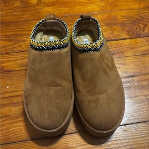 Mudd Brown Loafers with Yellow and Black Trim